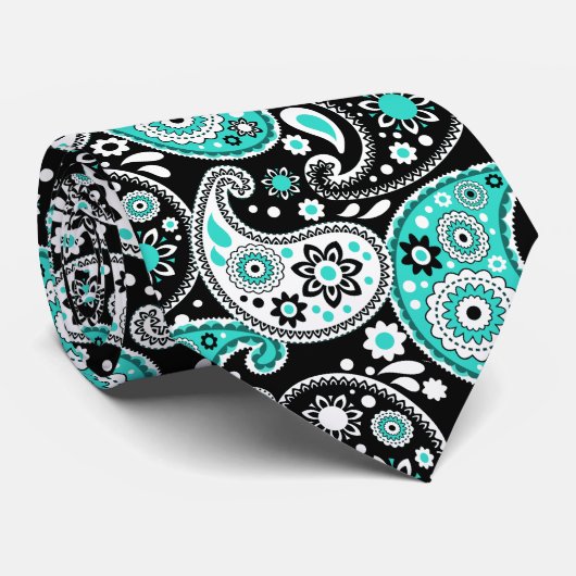 Turquoise Paisley Fancy Land Western Rancher Stropdas (Opgerold)