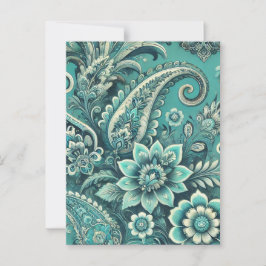 Turquoise Paisley Floral Pattern Briefkaart