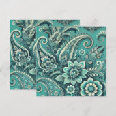 Turquoise Paisley Floral Pattern Kaart (Voorkant / Achterkant)