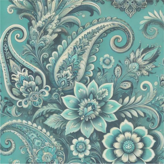 Turquoise Paisley Floral Pattern Sticker (Voorkant)