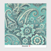 Turquoise Paisley Floral Pattern Sticker (Vel)