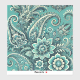 Turquoise Paisley Floral Pattern Sticker