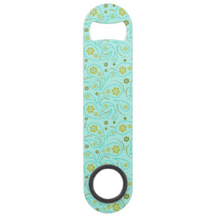 turquoise paisley naadloos patroon speed flessenopener