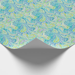 Turquoise Paisley Pattern Cadeaupapier