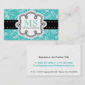  "Turquoise Paisley Pattern Girl Calling"-kaart Visitekaartje (Voorkant / Achterkant)