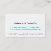  "Turquoise Paisley Pattern Girl Calling"-kaart Visitekaartje (Achterkant)