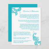 Turquoise Paisley Peacock Chic Wedding Information Informatiekaartje (Voorkant / Achterkant)