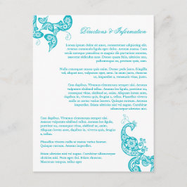 Turquoise Paisley Peacock Chic Wedding Information Informatiekaartje