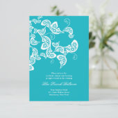 Turquoise Paisley Peacock Chic Wedding Reception Informatiekaartje (Staand voorkant)
