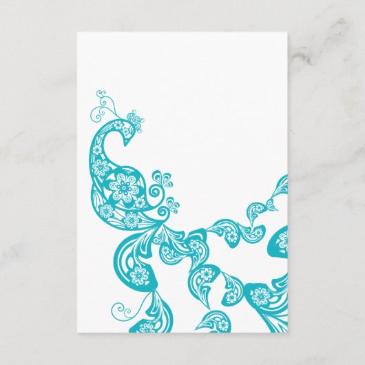 Turquoise Paisley Peacock Chic Wedding Reception Informatiekaartje (Achterkant)