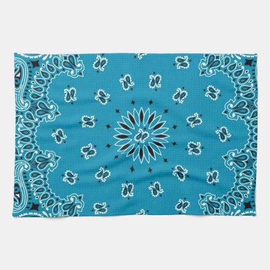 Turquoise Paisley Westerne Bandana Scarf Print Theedoek (Horizontaal)