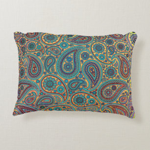Turquoise paisleyontwerp decoratief kussen