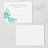 Turquoise palmblad bruiloft escort naam plaats kaa plaatskaartje (Voorkant / Achterkant)