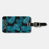 Turquoise palmbladeren gepersonaliseerd Bagagelabe Bagagelabel (Voorkant horizontaal)