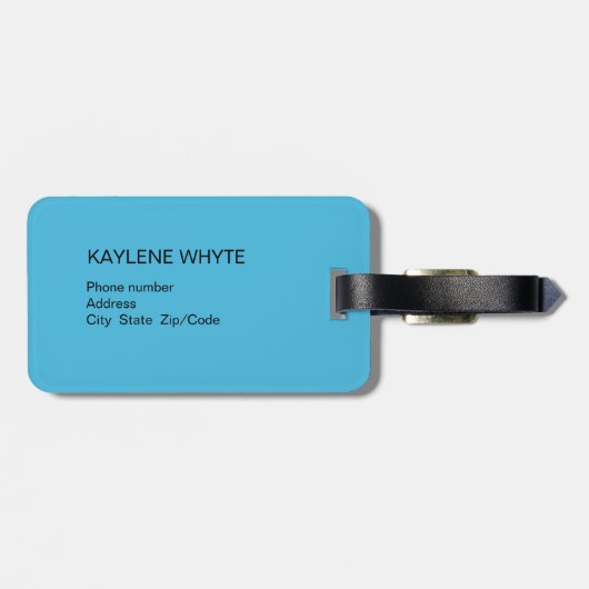 Turquoise palmbladeren gepersonaliseerd Bagagelabe Bagagelabel (Achterkant horizontaal)