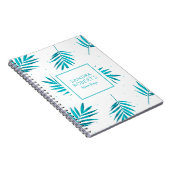 Turquoise palmbladeren patroon notitieboek (Rechterzijde)