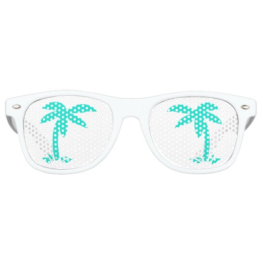Turquoise palmbomen retro zonnebril (Voorkant)