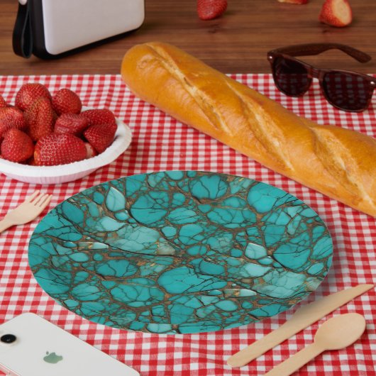 Turquoise Papieren Bordje (Picknick)