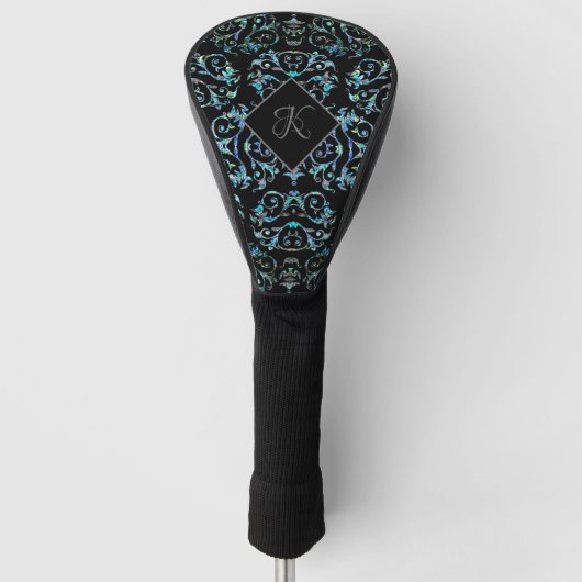 Turquoise Parel Patroon Monogram Golfheadcover (Voorkant)