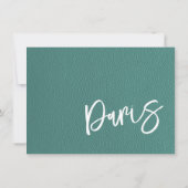 Turquoise Parijs Paspoort Bedankkaart (Achterkant)