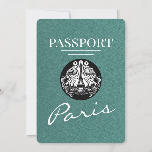 Turquoise Paris Passport Bewaar de datum Save The Date (Voorkant)