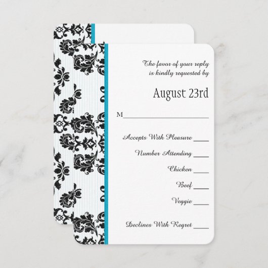 Turquoise Parisian Eiffel Tower RSVP Weddenschap C (Voorkant / Achterkant)