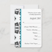 Turquoise Parisian Eiffel Tower RSVP Weddenschap C (Voorkant)