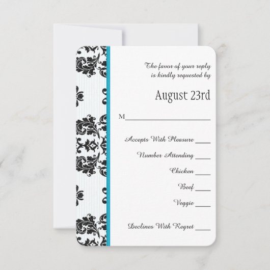 Turquoise Parisian Eiffel Tower RSVP Weddenschap C (Voorkant)