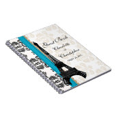 Turquoise Parisian Eiffel Tower Wedding Guest Book Notitieboek (Rechterzijde)