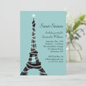 Turquoise Parisian Sweet 16 Uitnodiging (Staand voorkant)