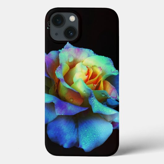 Turquoise Pastel Rainbow Roos Galaxy Noot 4 hoesje (Achterkant)