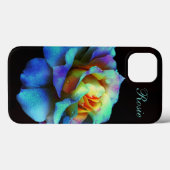 Turquoise Pastel Rainbow Roos iPad case (Achterkant (horizontaal))