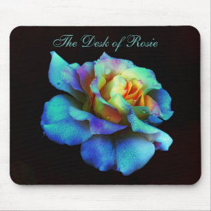 Turquoise Pastel Rainbow Roos Mousepad Muismat