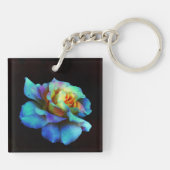 Turquoise Pastel Rainbow Roos Sleutelhangers (Achterkant)