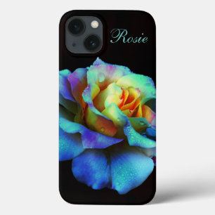 Turquoise Pastel Regenboog Roos iPad hoes