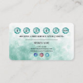 Turquoise pastel waterverf Texture Foil effect Klantenkaartje (Achterkant)
