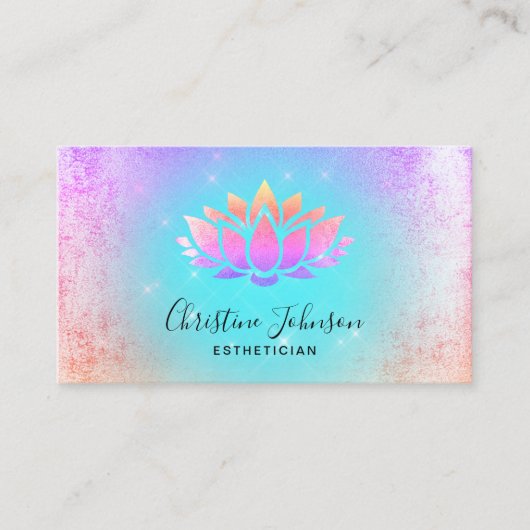 Turquoise pastelkleuren achtergrond Lotus logo Visitekaartje (Voorkant)