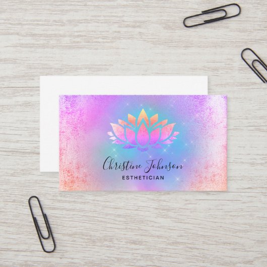 Turquoise pastelkleuren achtergrond Lotus Visitekaartje (Voorkant / Achterkant in situ)