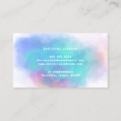 turquoise pastelwolk met waterverf visitekaartje (Achterkant)