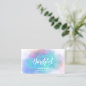 turquoise pastelwolk met waterverf visitekaartje (Staand voorkant)