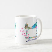 Turquoise Patchwork Quilt naaimachine Koffiemok (Voorkant rechts)