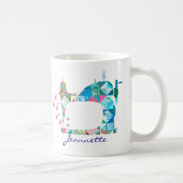 Turquoise Patchwork Quilt naaimachine Koffiemok
