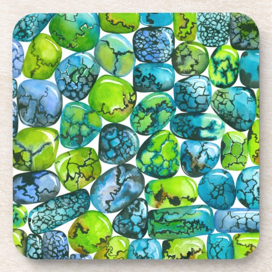 Turquoise-patroon Bier Onderzetter (Voorkant)