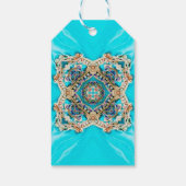  turquoise patroon bohemian bruiloft gunst cadeaulabel (Achterkant)