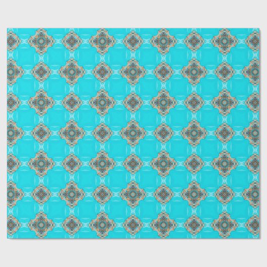  turquoise patroon bohemian bruiloft gunst cadeaupapier (Vlak)