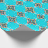  turquoise patroon bohemian bruiloft gunst cadeaupapier (Hoek)