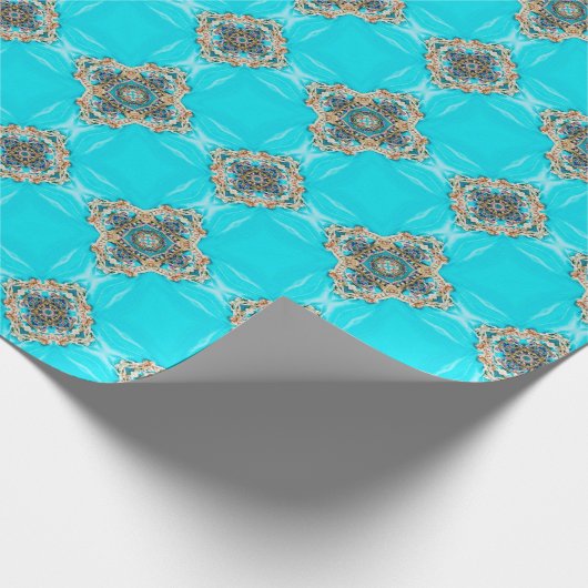  turquoise patroon bohemian bruiloft gunst cadeaupapier (Hoek)