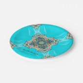 turquoise patroon bohemian bruiloft gunst papieren bordje (Gekanteld)