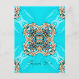  turquoise patroon bohemian dank u briefkaart