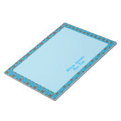 turquoise patroon bruine natuurlijke bloem notitieblok (Schuin)